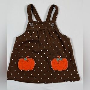 CARTER'S Baby Girls' Brown Polka Dot Pumpkin 100% Cotton Jumper Overall Dress 6M
